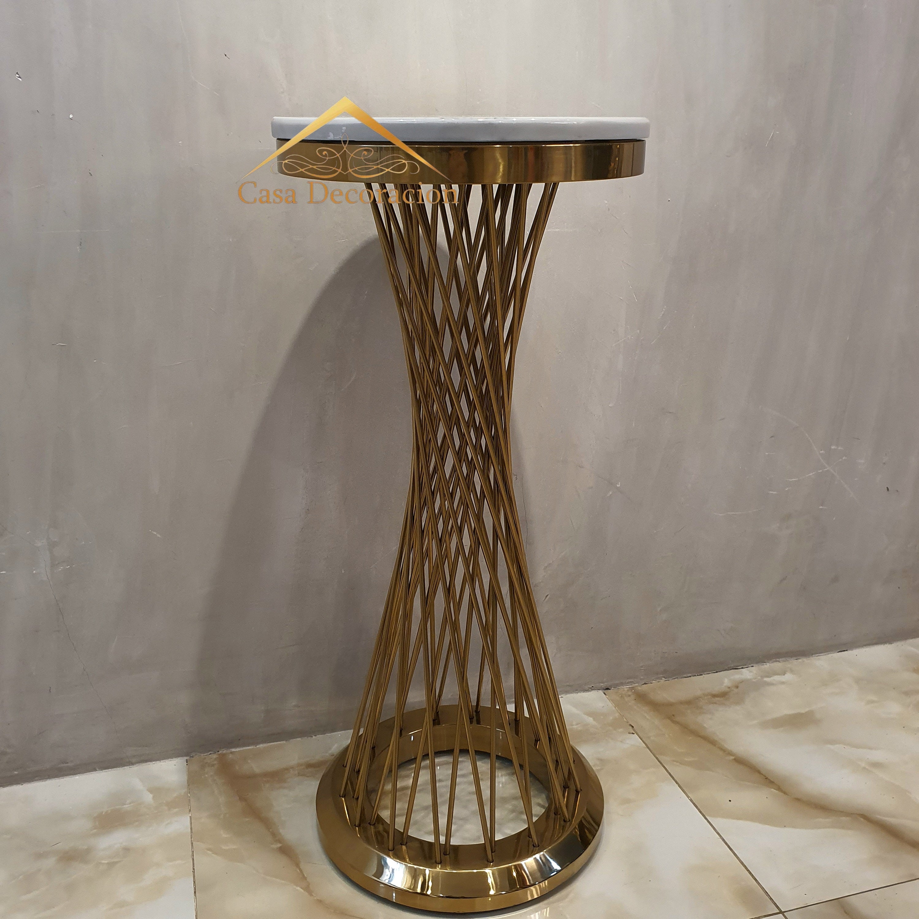 Gold Mesh Side Table Plant Stand