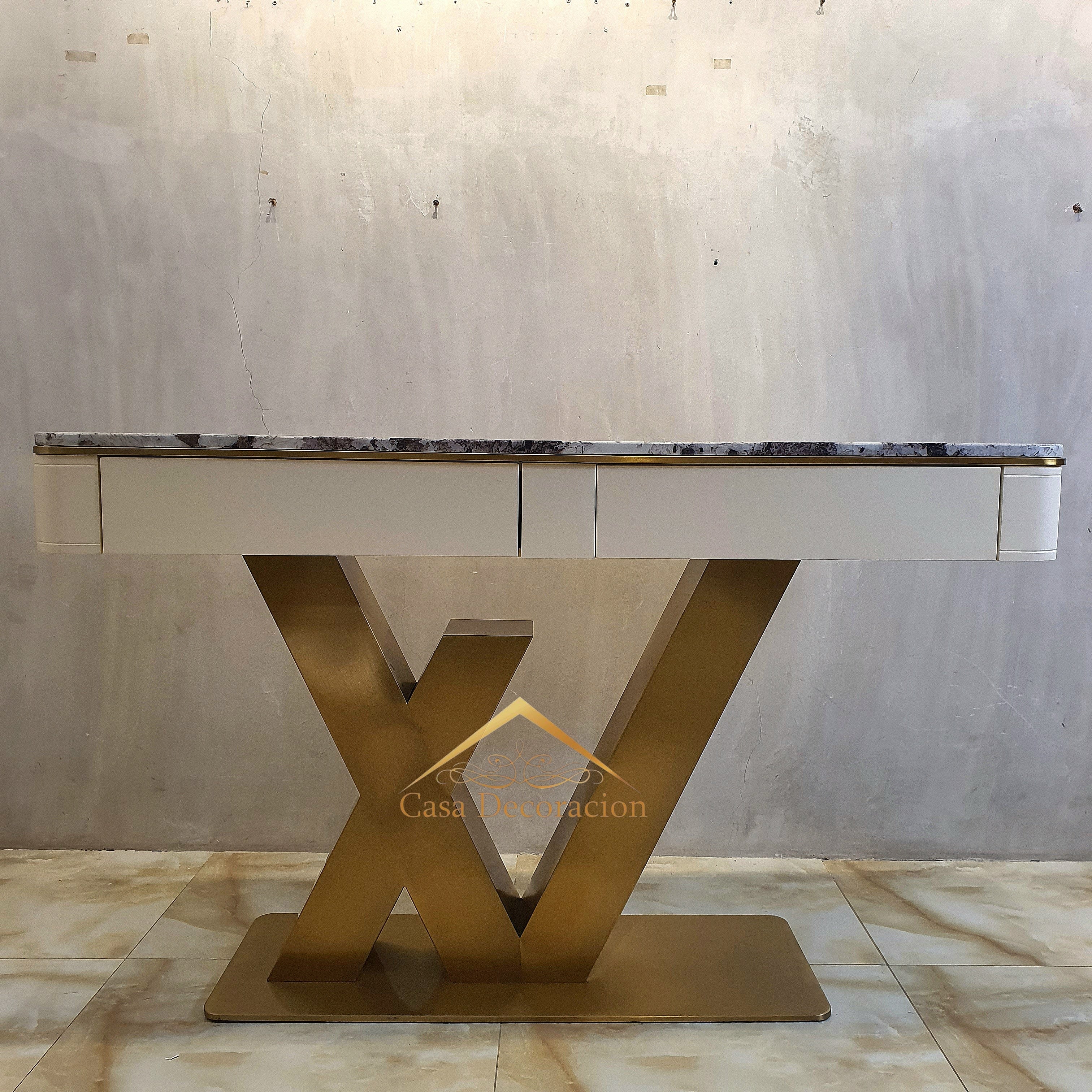 Gold Signature Console Table with Drawers