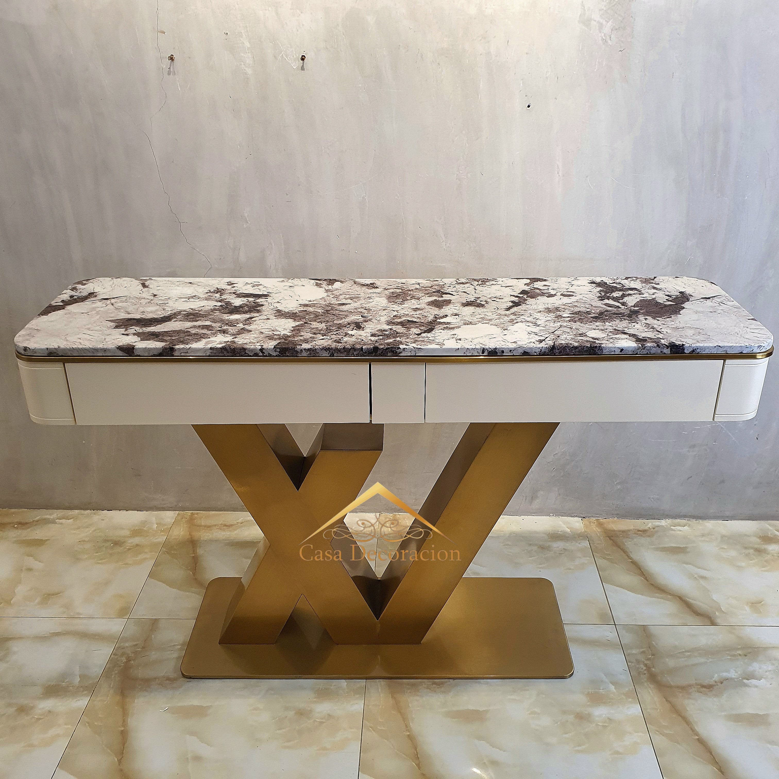 Gold Signature Console Table with Drawers
