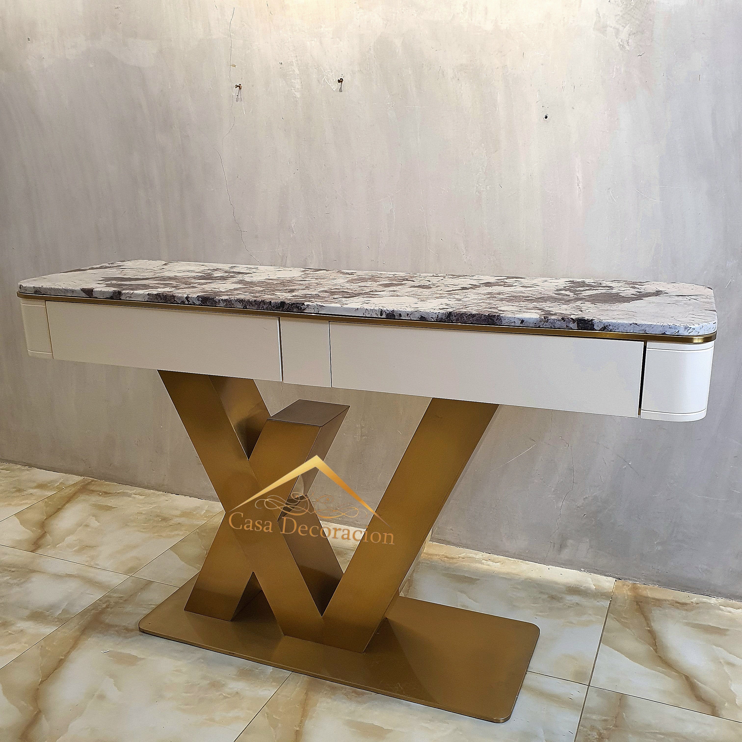 Gold Signature Console Table with Drawers