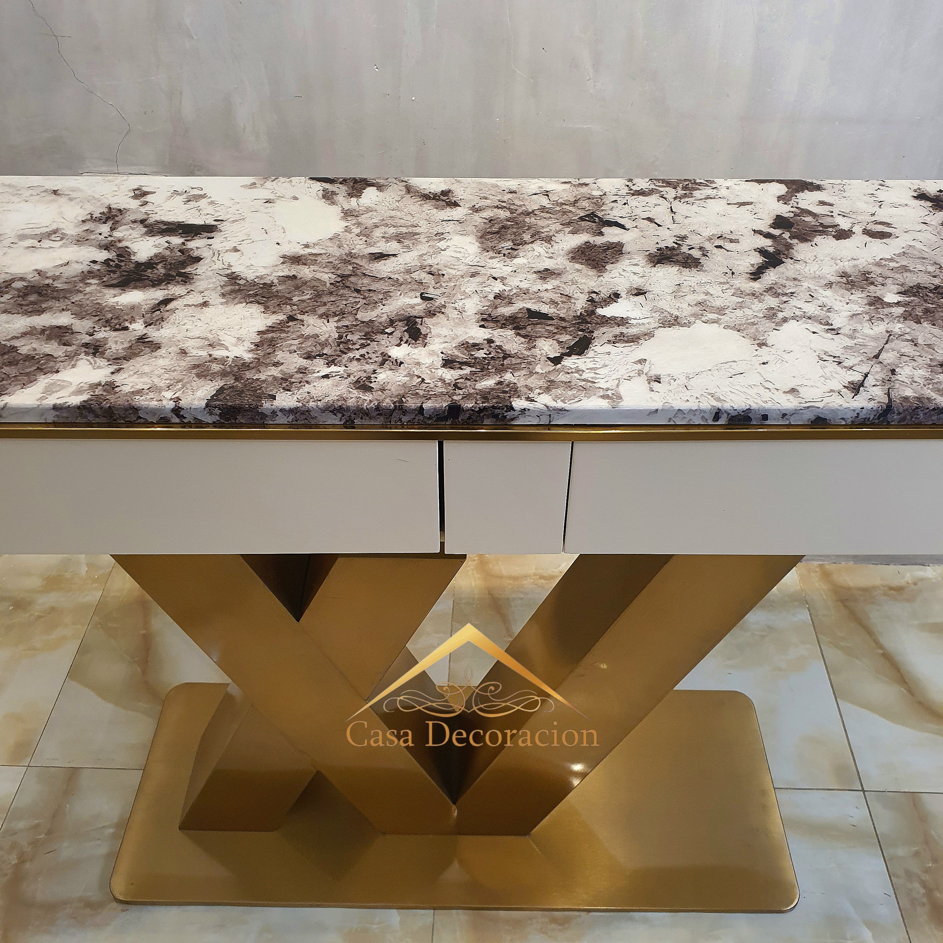Gold Signature Console Table with Drawers