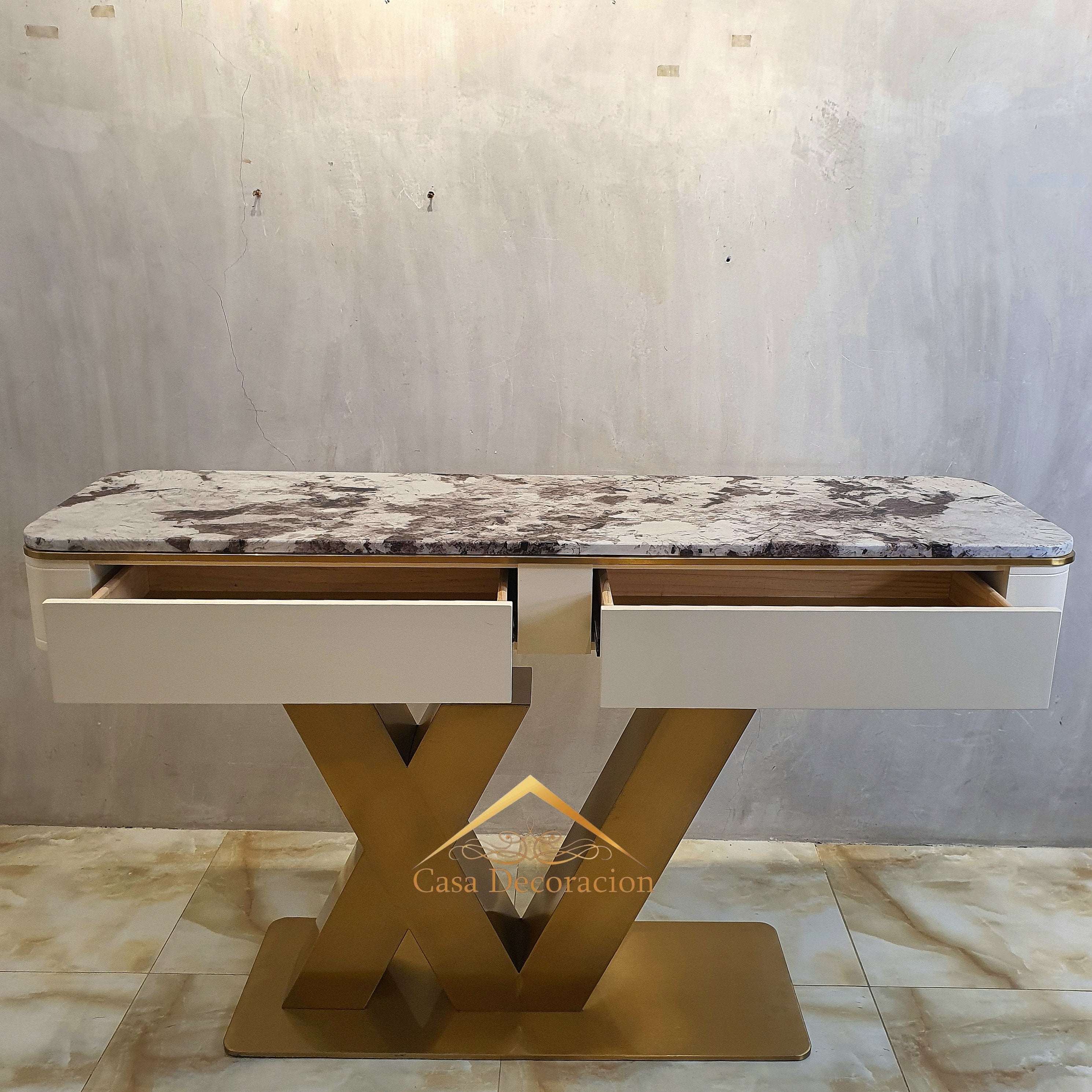 Gold Signature Console Table with Drawers