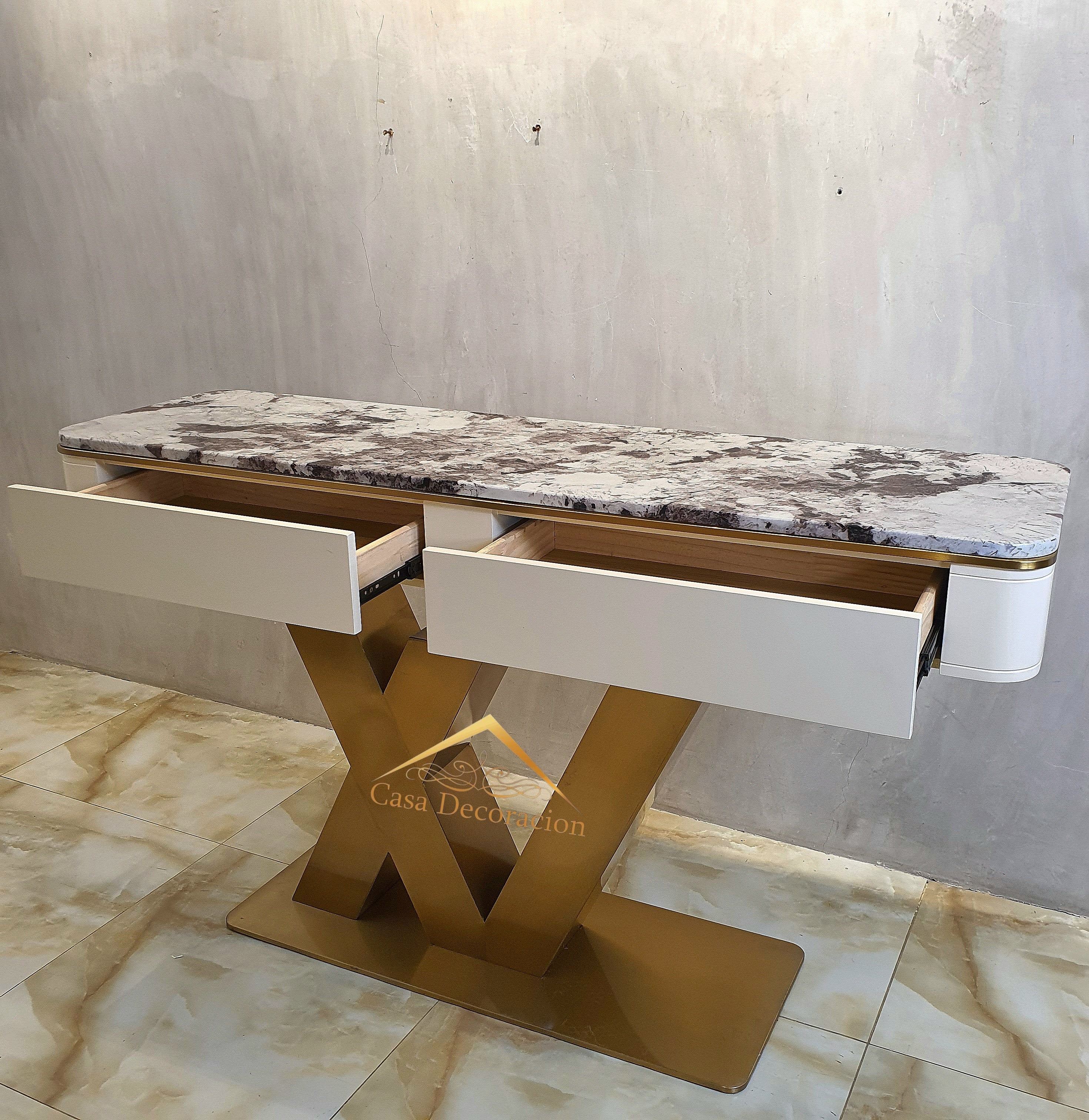 Gold Signature Console Table with Drawers