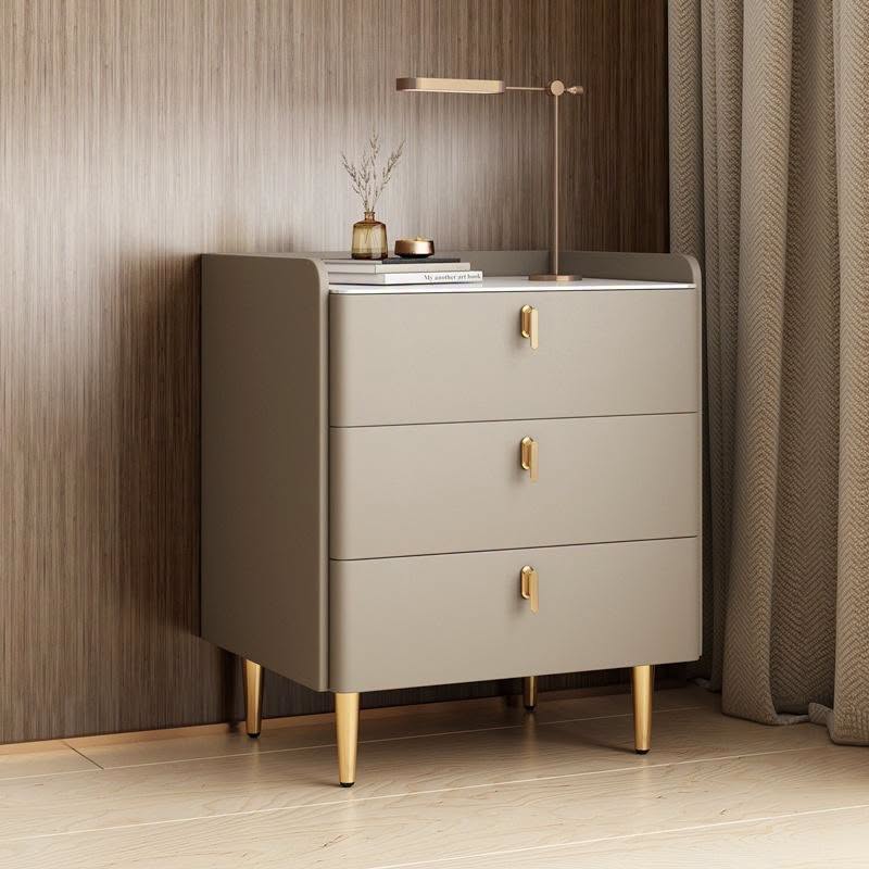 Bedside Table Marble Top 3 Drawers