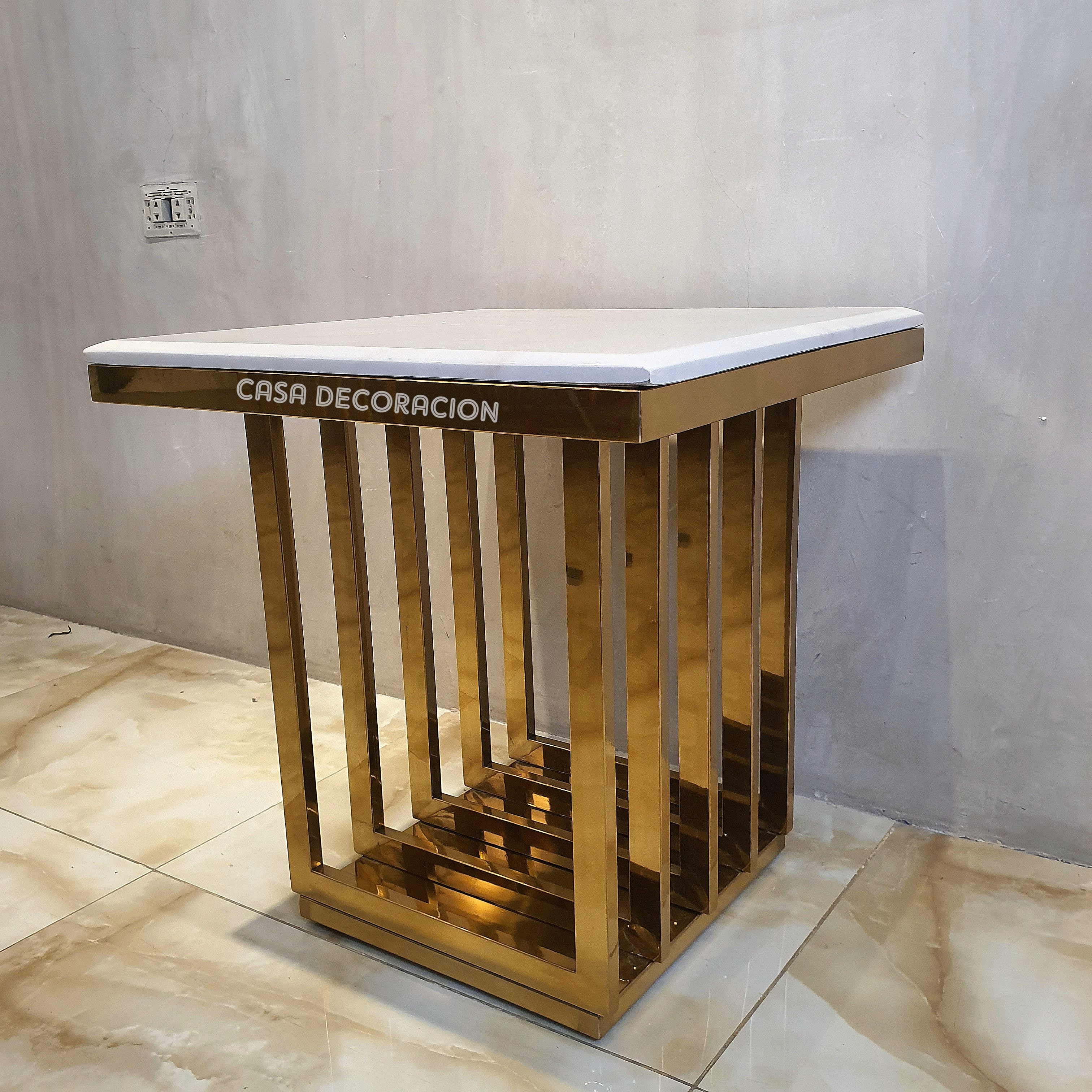 Gold Minimalist Metal Bar Side Table