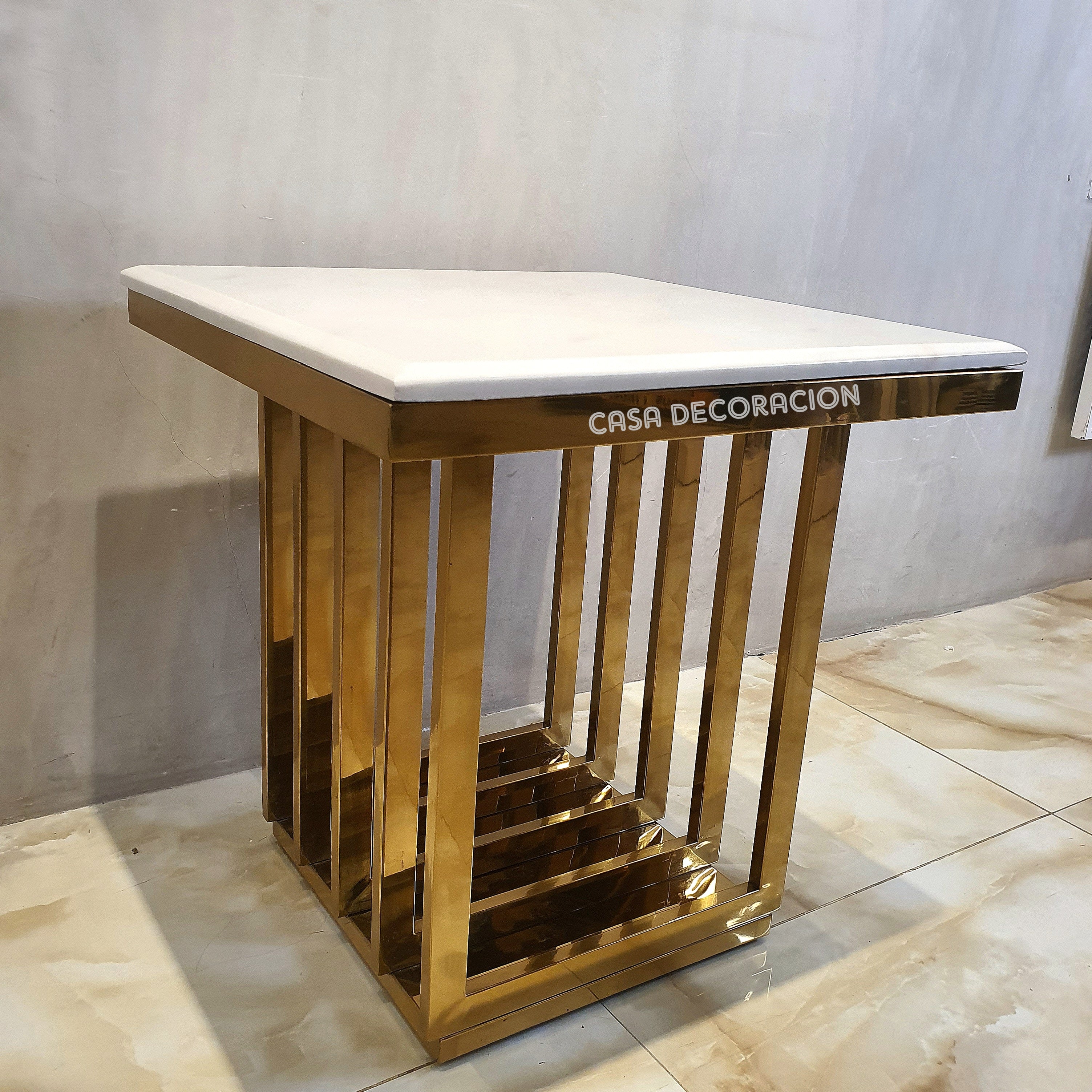 Gold Minimalist Metal Bar Side Table