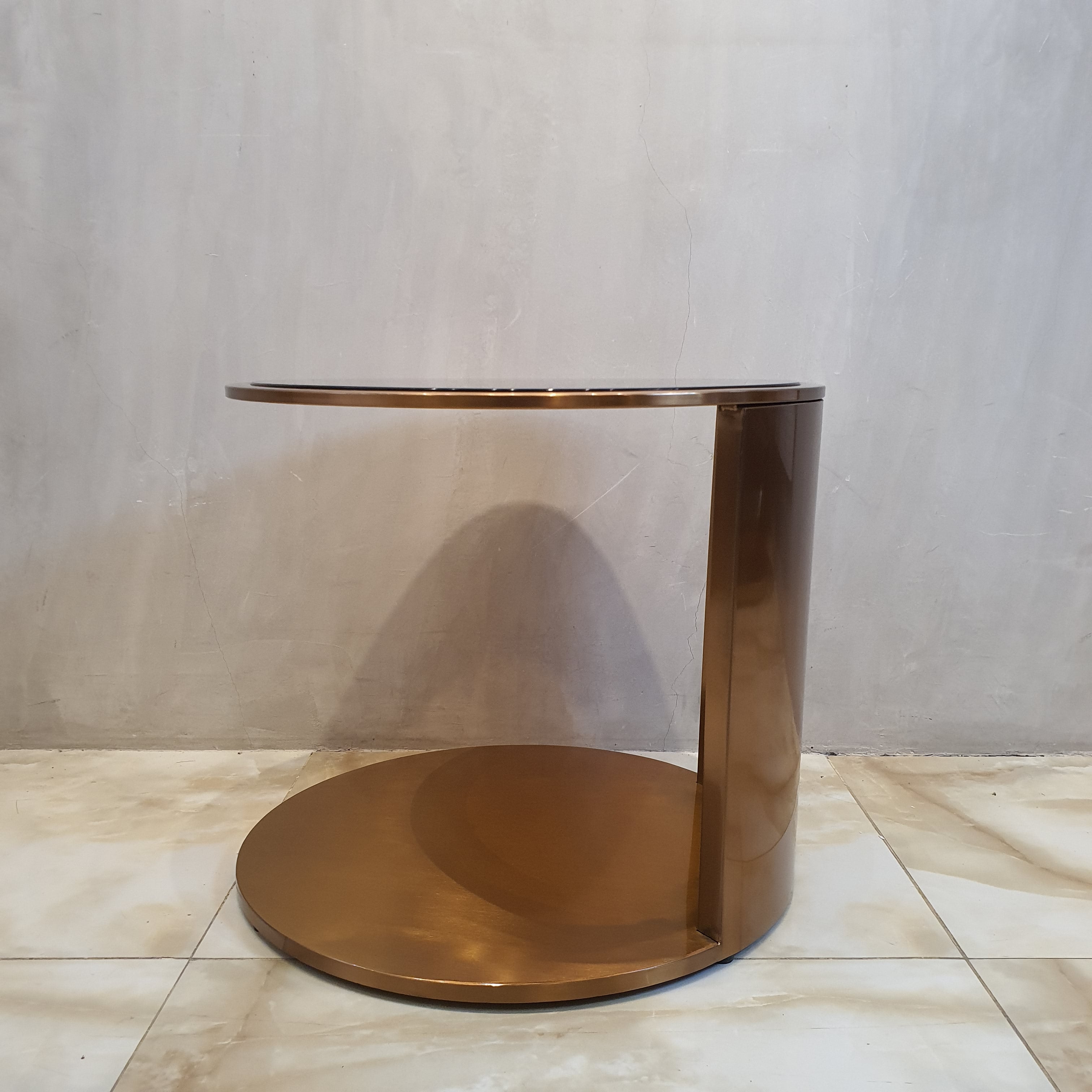 Luxe Bronze Glass Gold Side Table