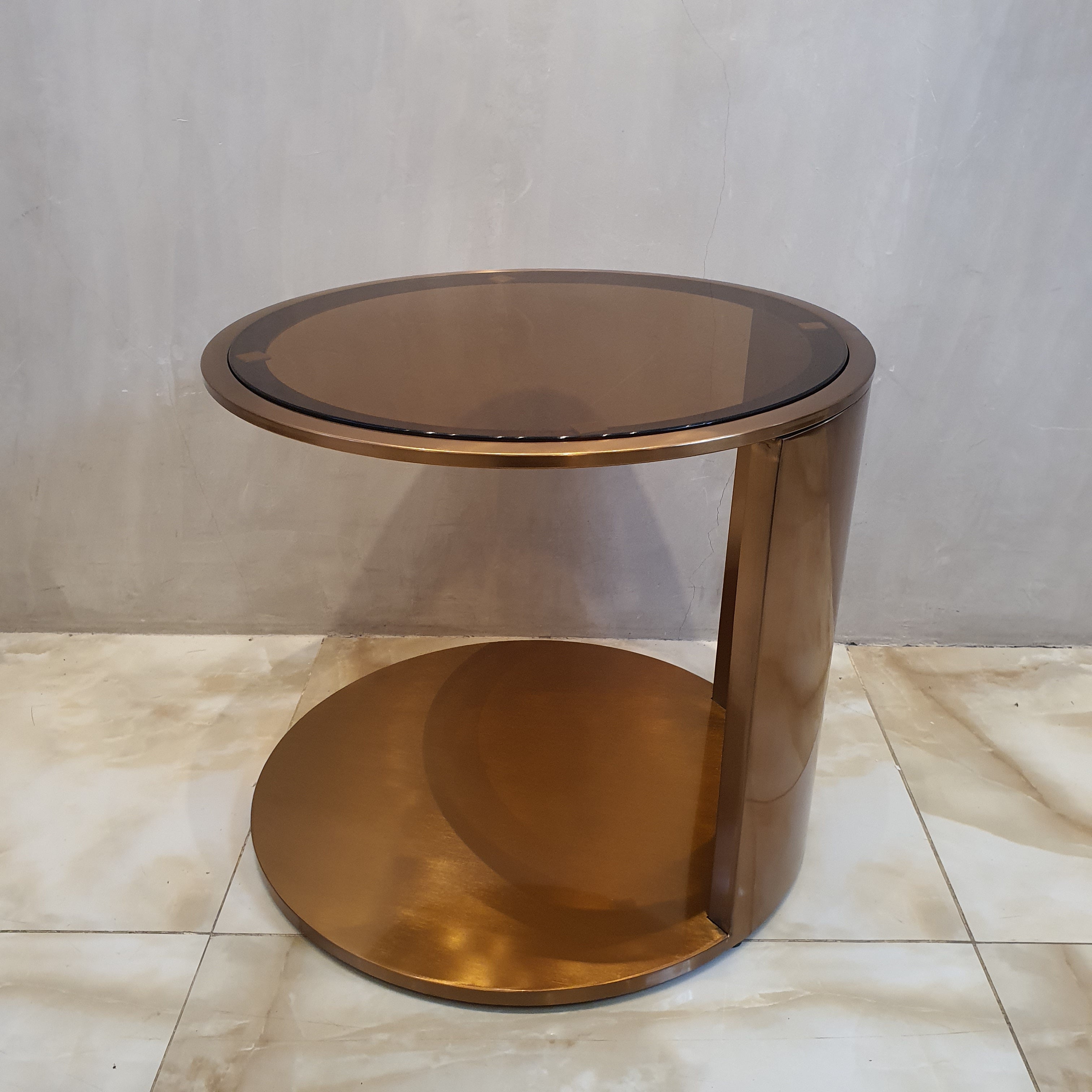 Luxe Bronze Glass Gold Center Table and Side Table