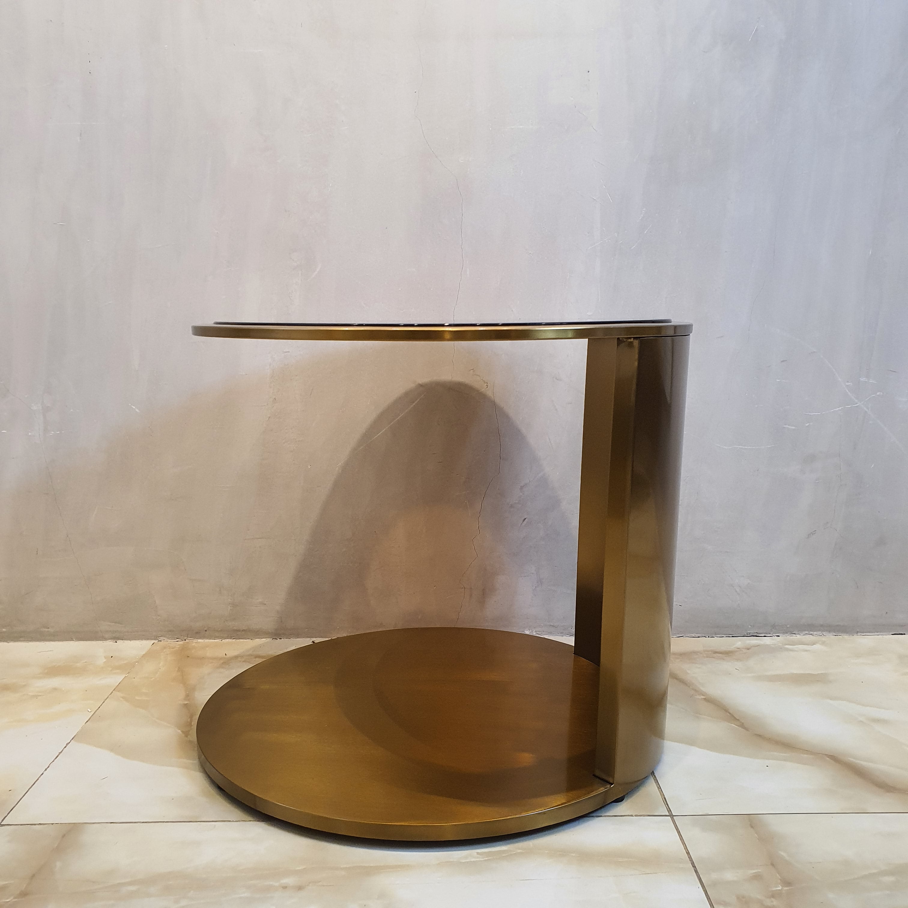 Luxe Smoked Glass Bronze Side Table