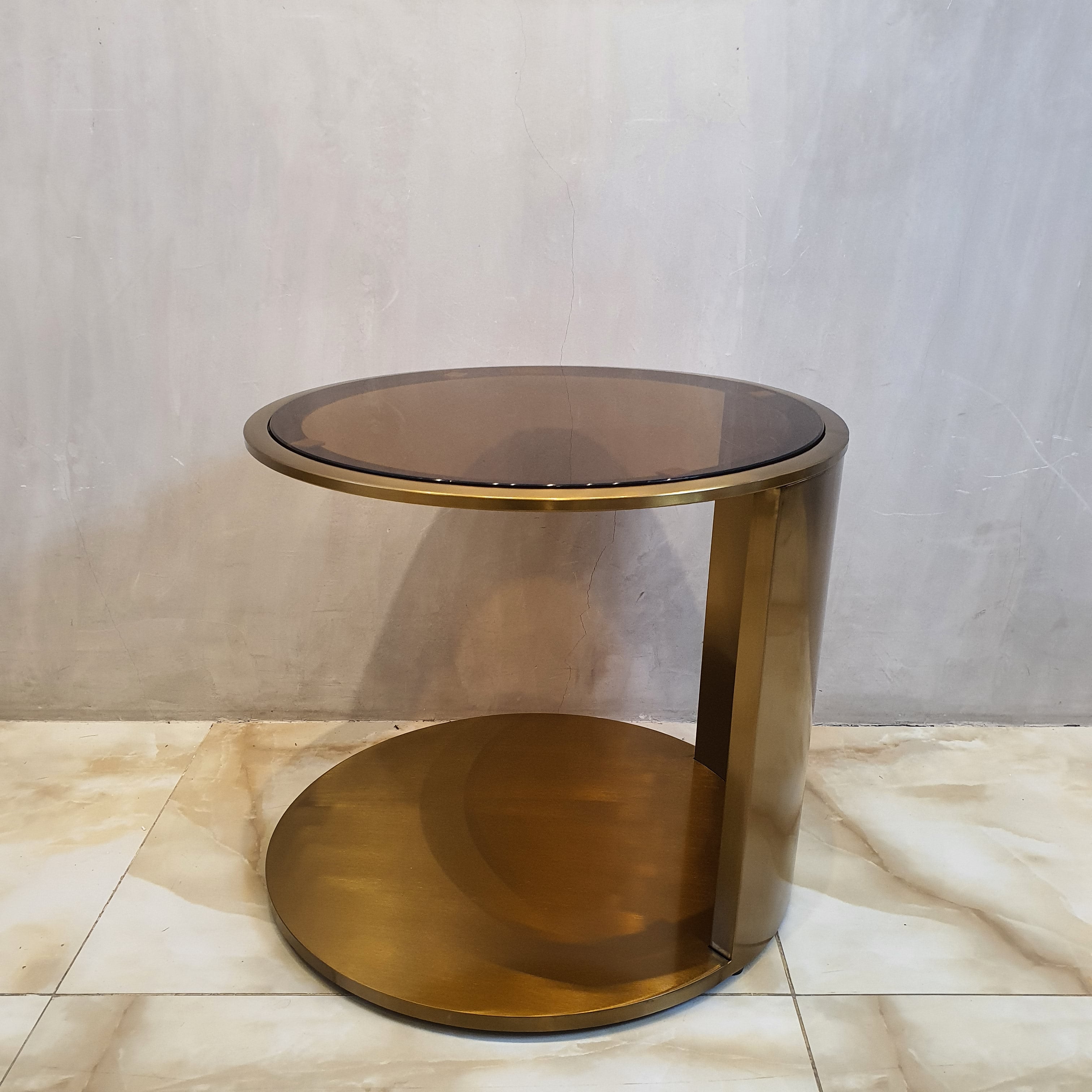 Luxe Smoked Glass Bronze Side Table