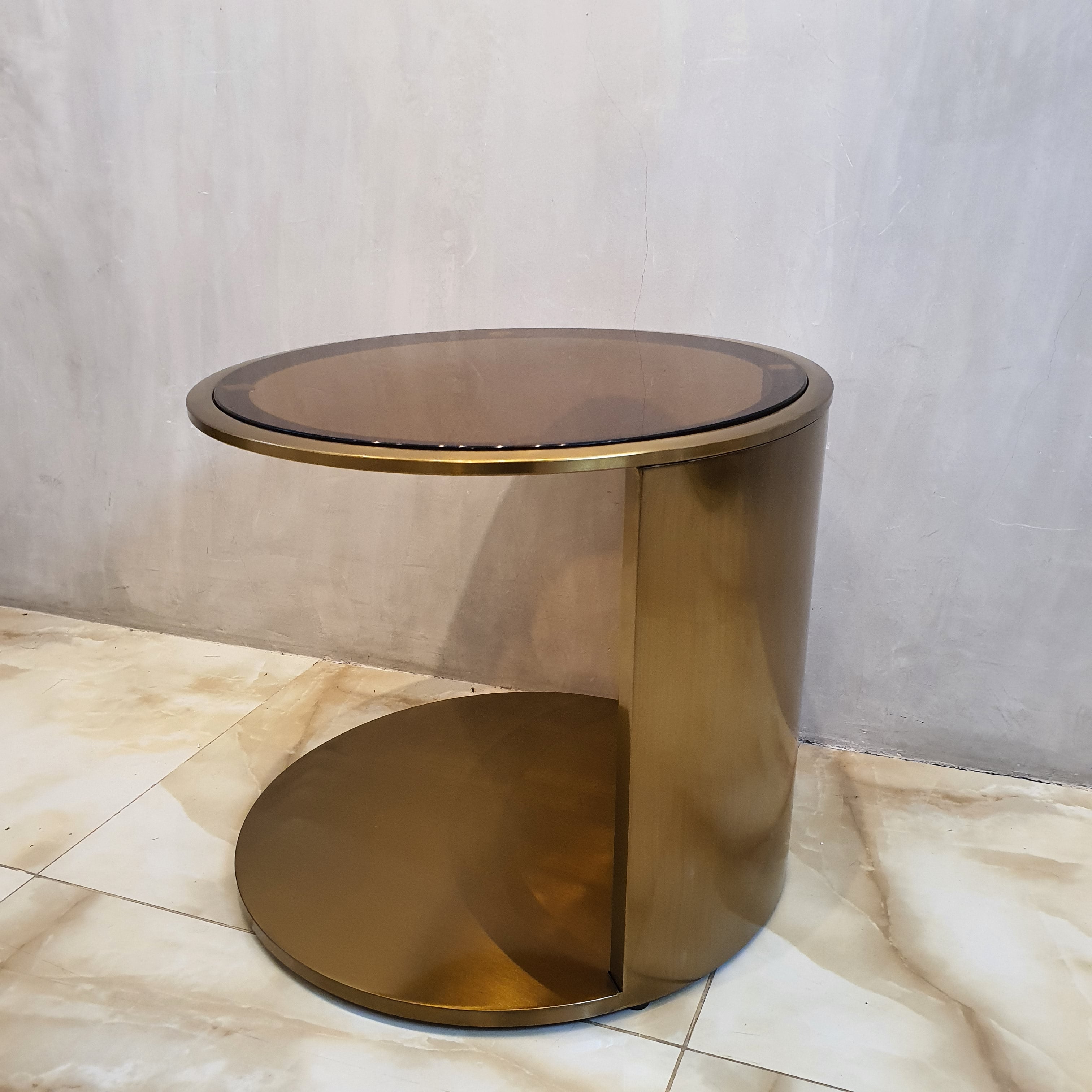 Luxe Smoked Glass Bronze Side Table