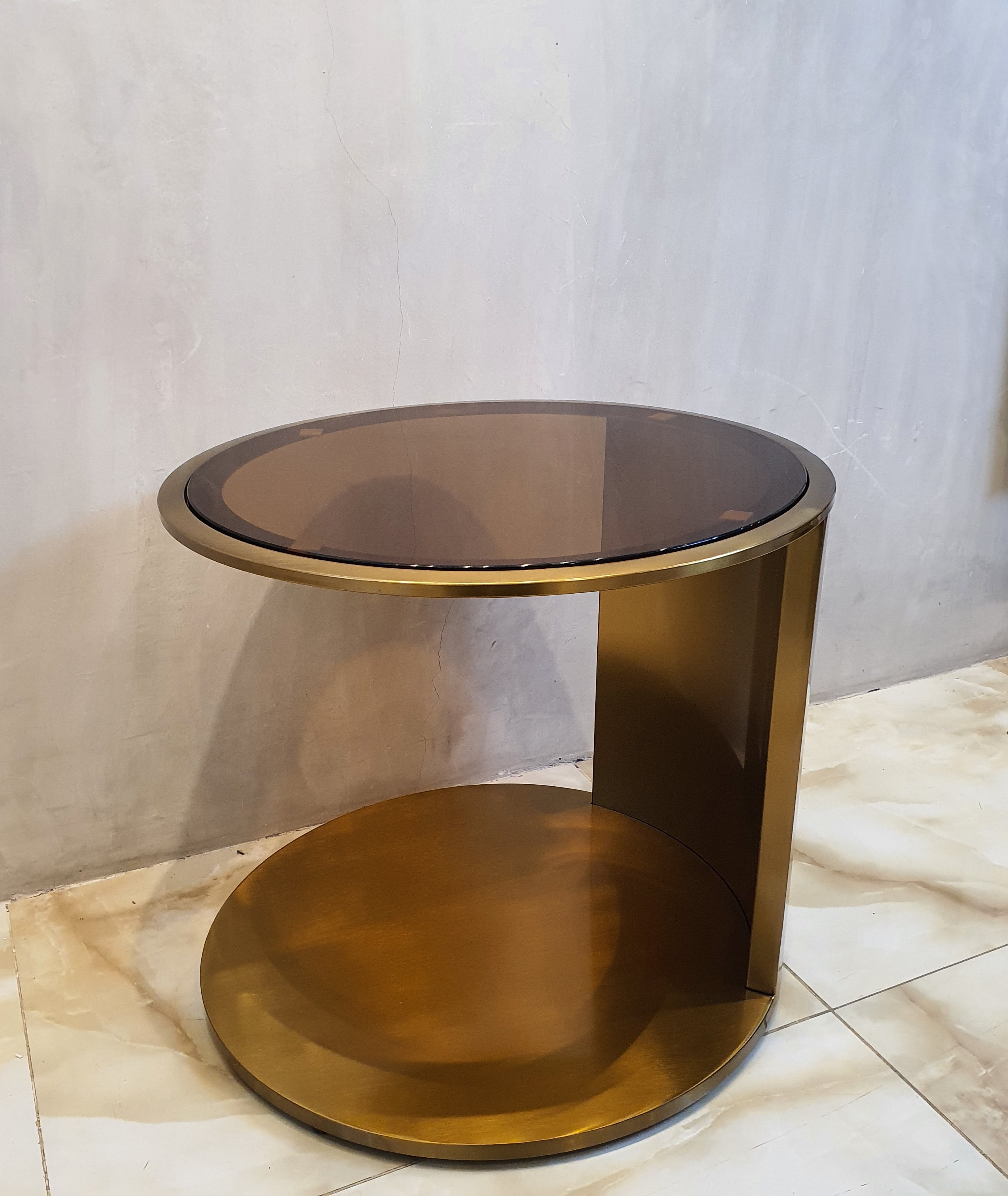 Luxe Smoked Glass Bronze Side Table