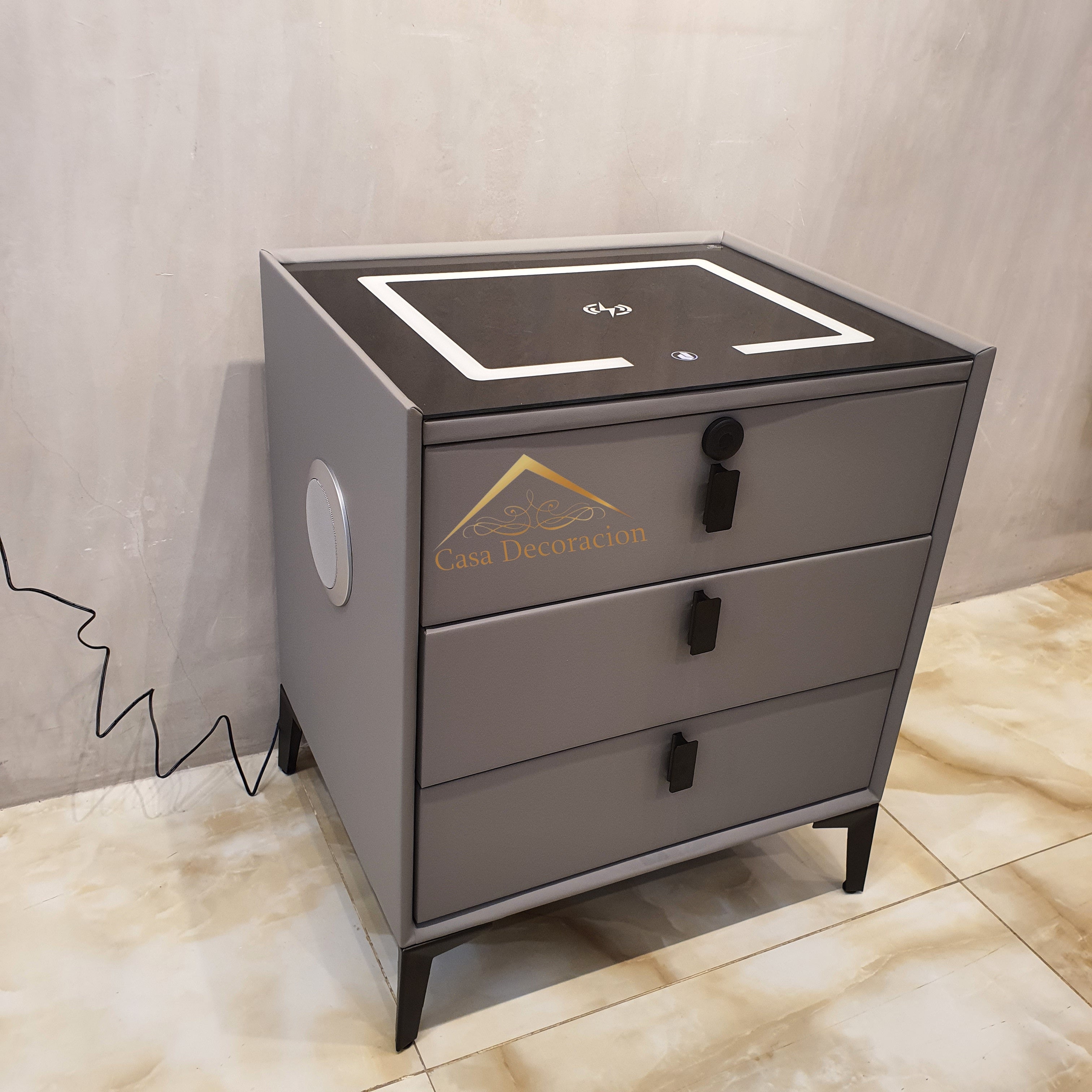 Smart Bedside Table – 3 Drawers (Black)