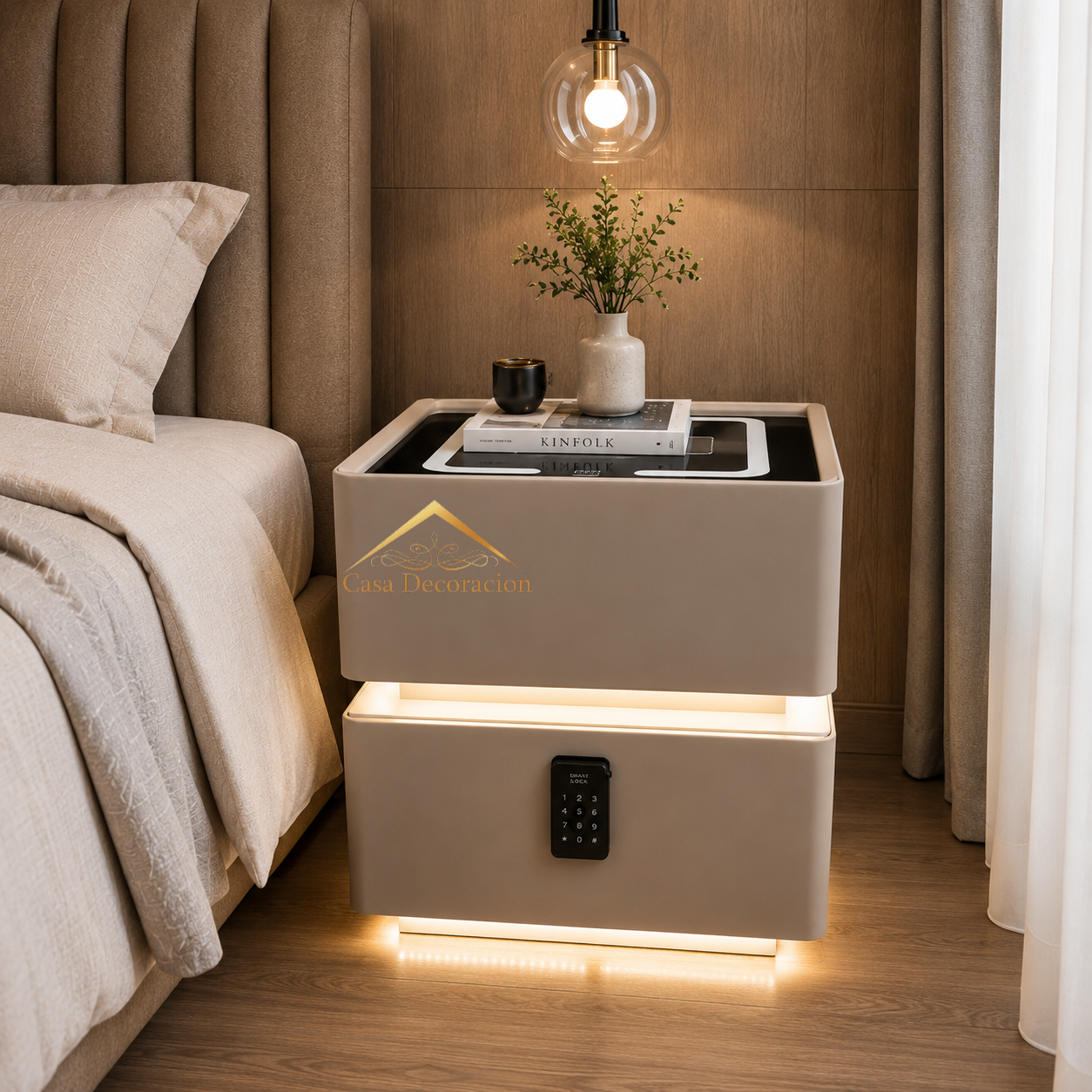 Smart Night Stand 2 Drawers With Password Lock