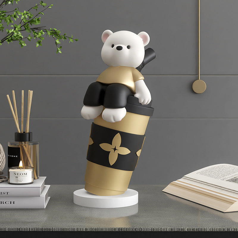 Bear on Black and Gold Tumbler