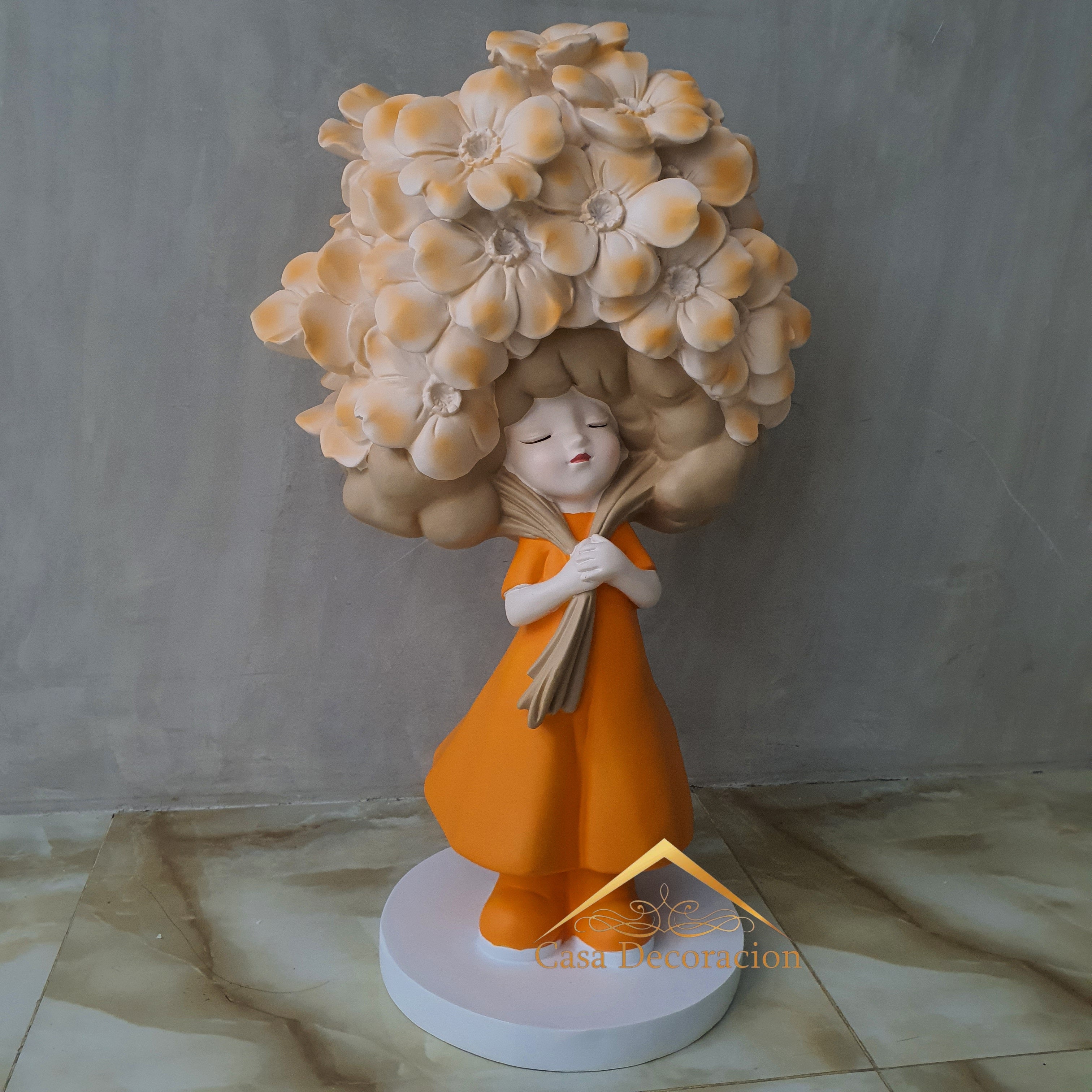 Flower Girl in Orange Dress With Bluetooth Speaker