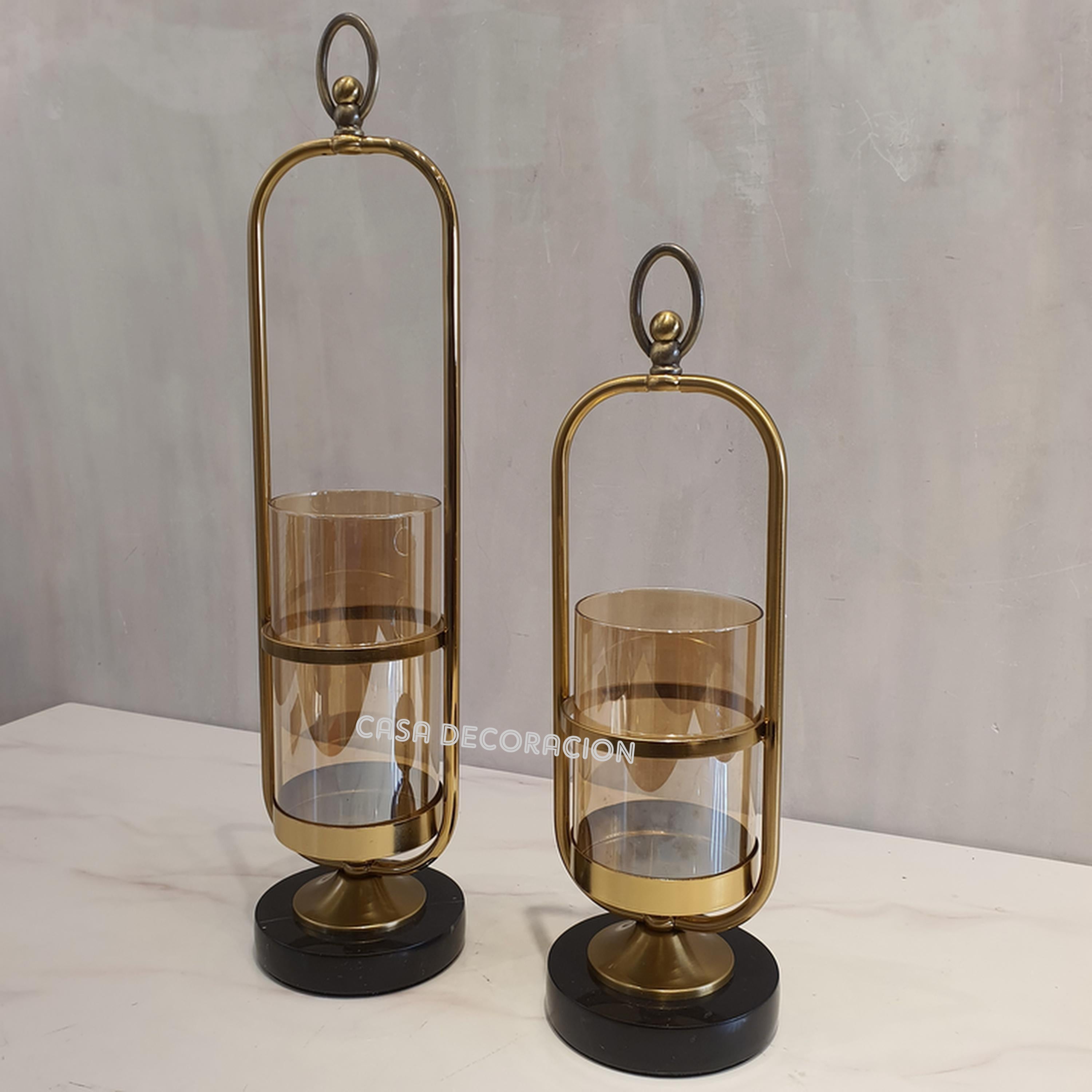 Modern Metal and Glass vase - Set of 2