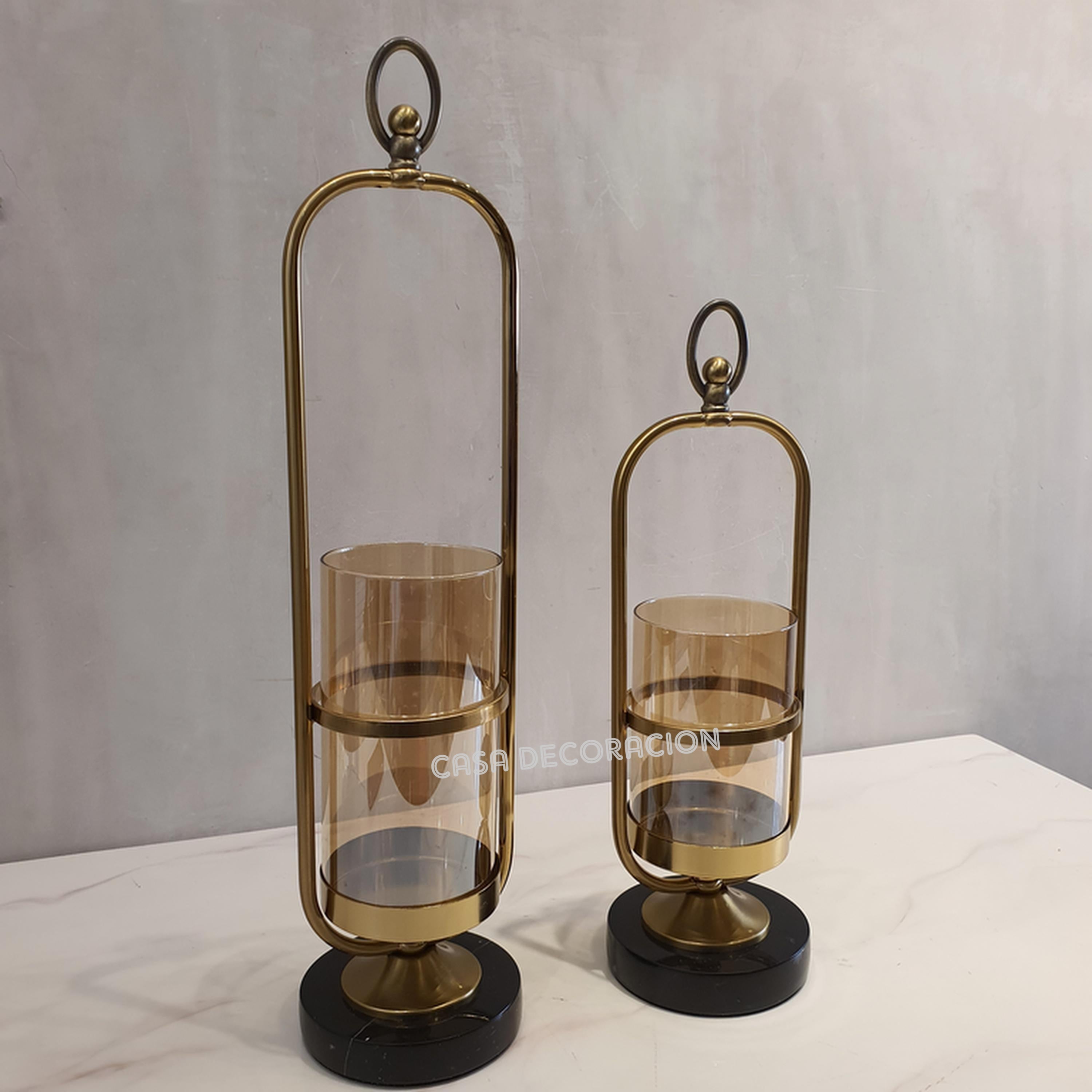Modern Metal and Glass vase - Set of 2
