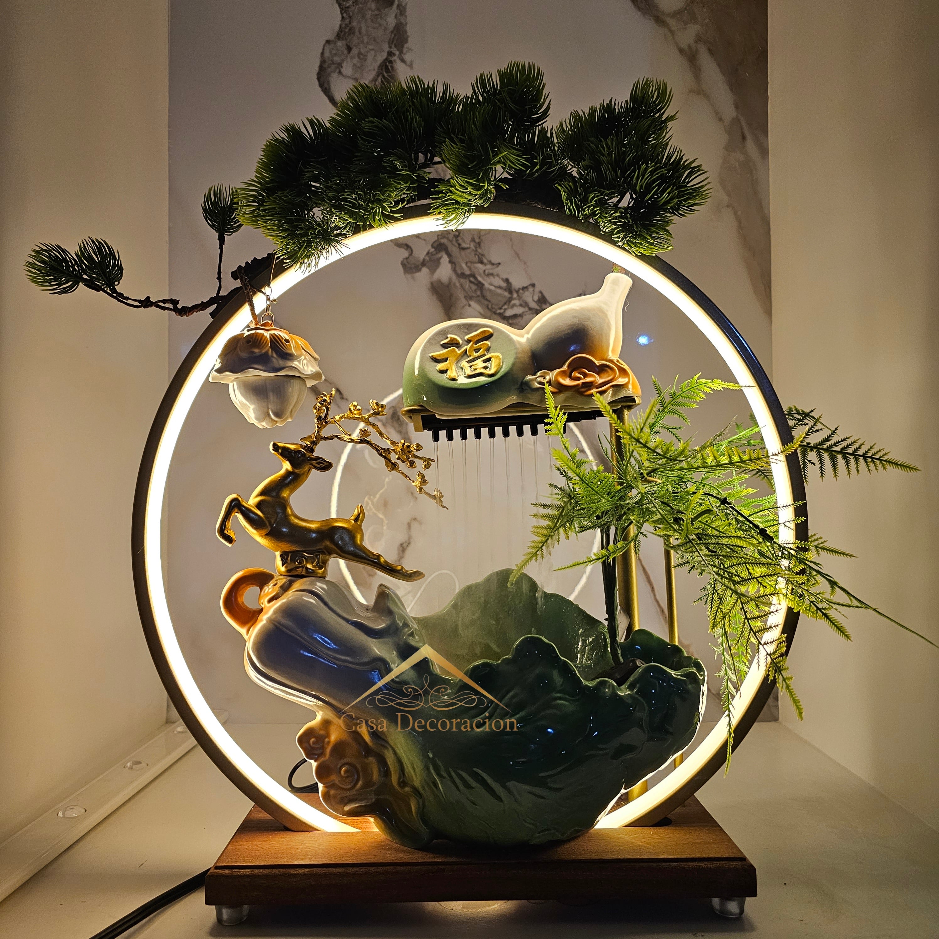 Peacock Tabletop Water Fountain With LED Light