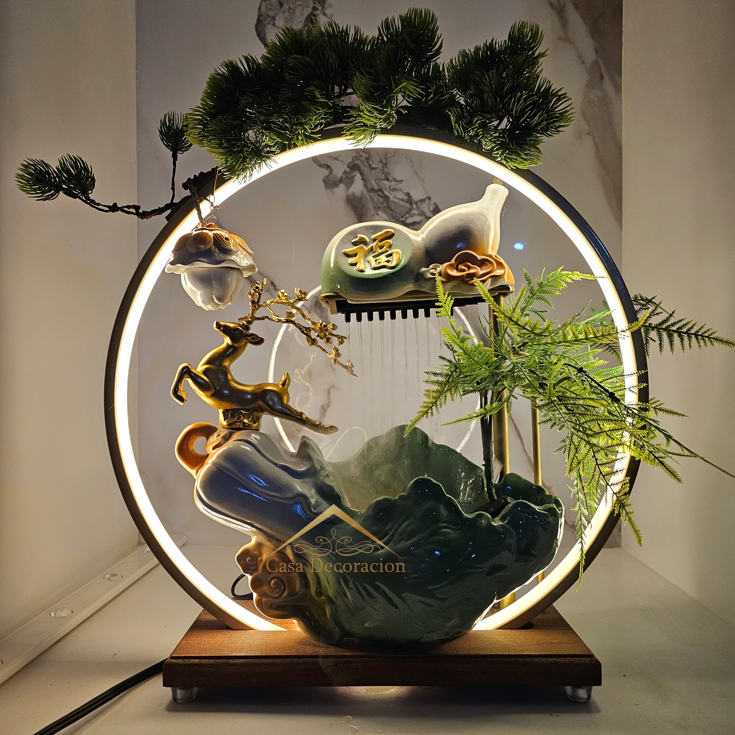 Peacock Tabletop Water Fountain With LED Light