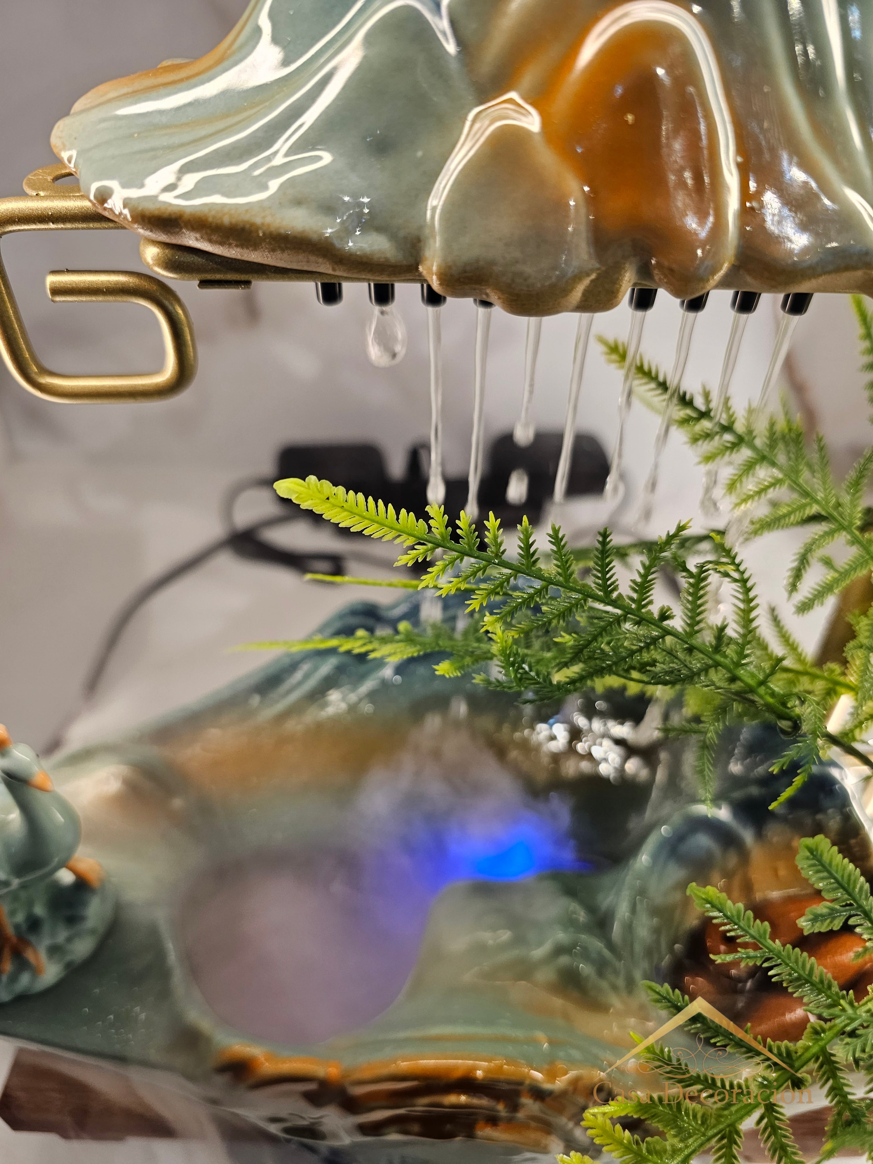 Peacock Tabletop Water Fountain With LED Light