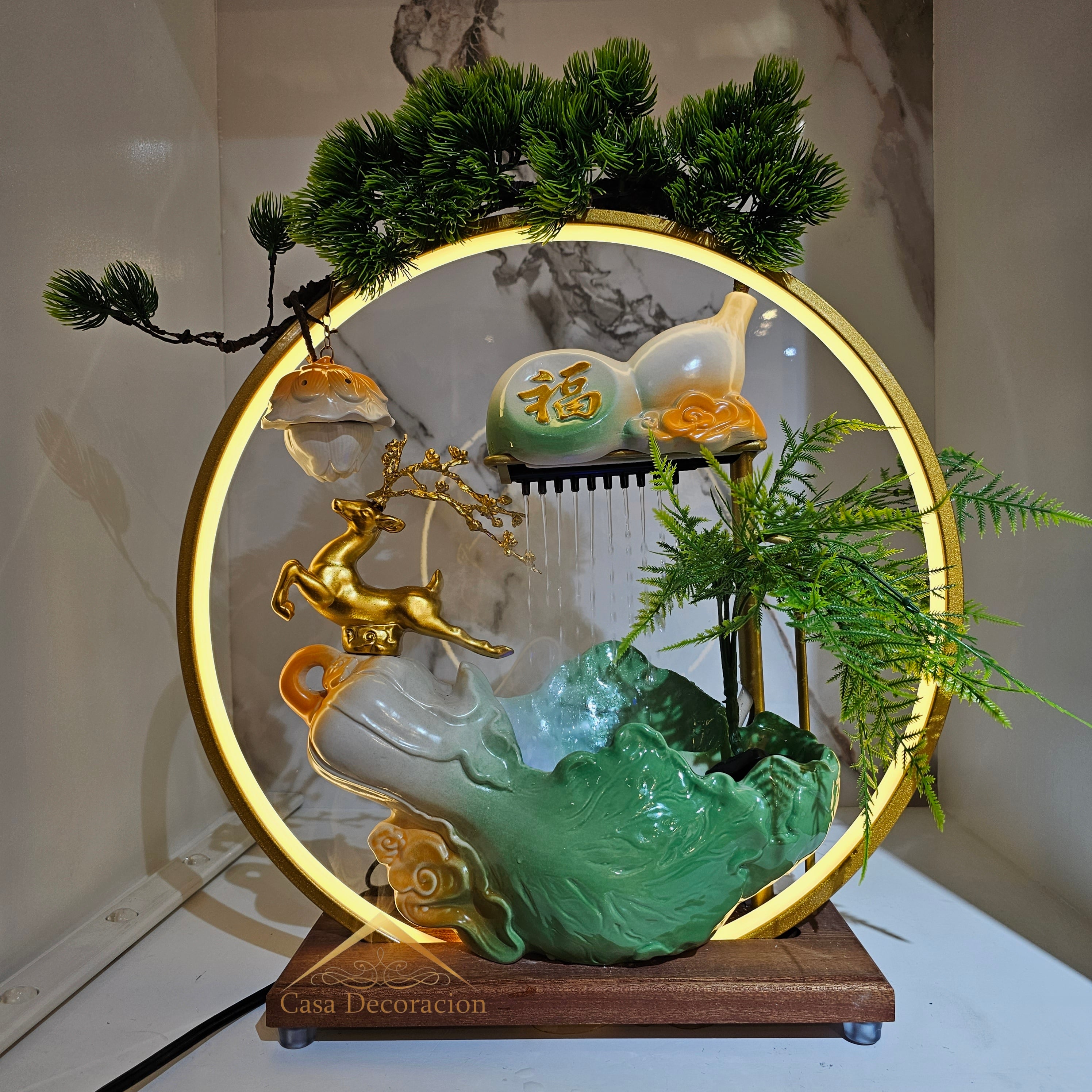 Peacock Tabletop Water Fountain With LED Light