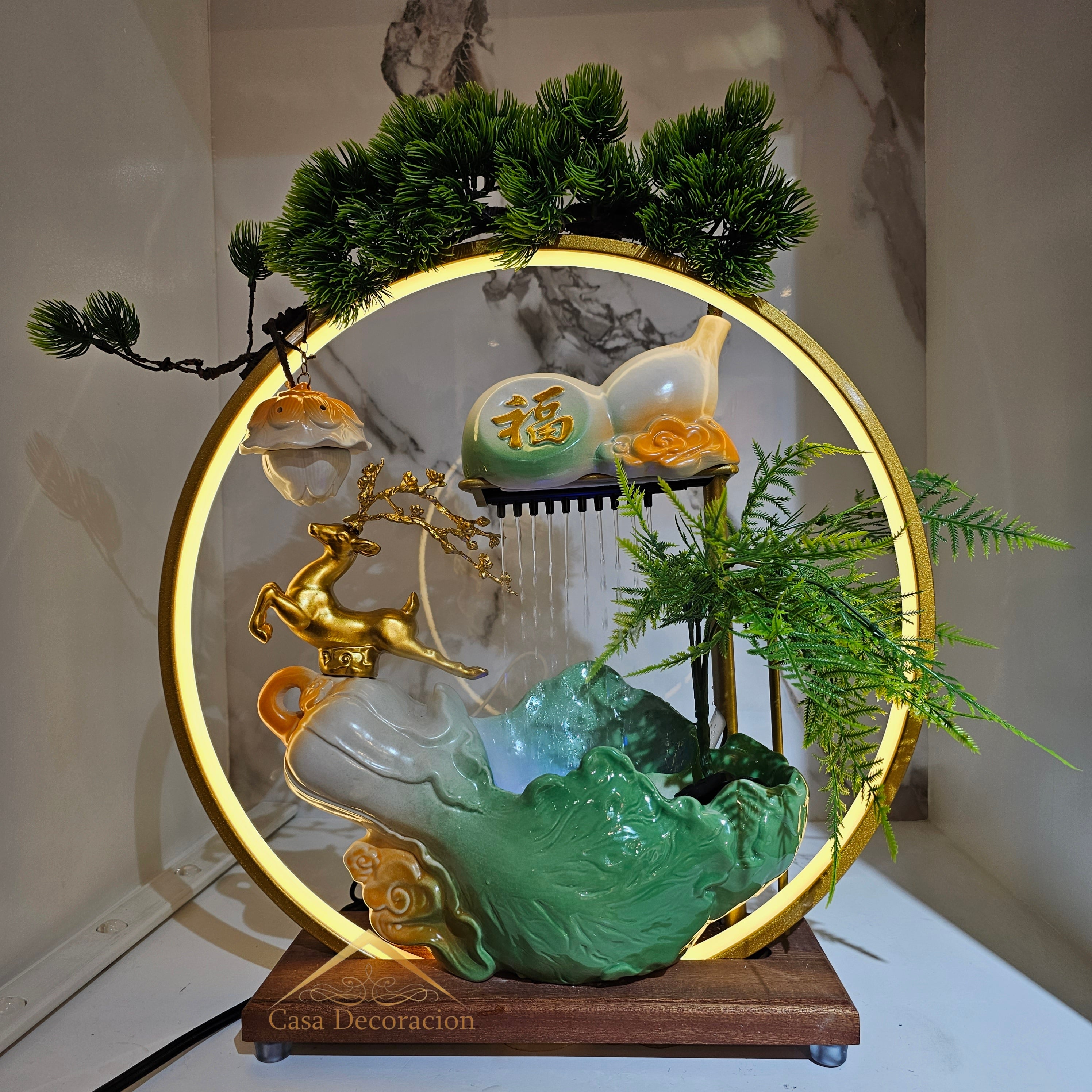 Peacock Tabletop Water Fountain With LED Light
