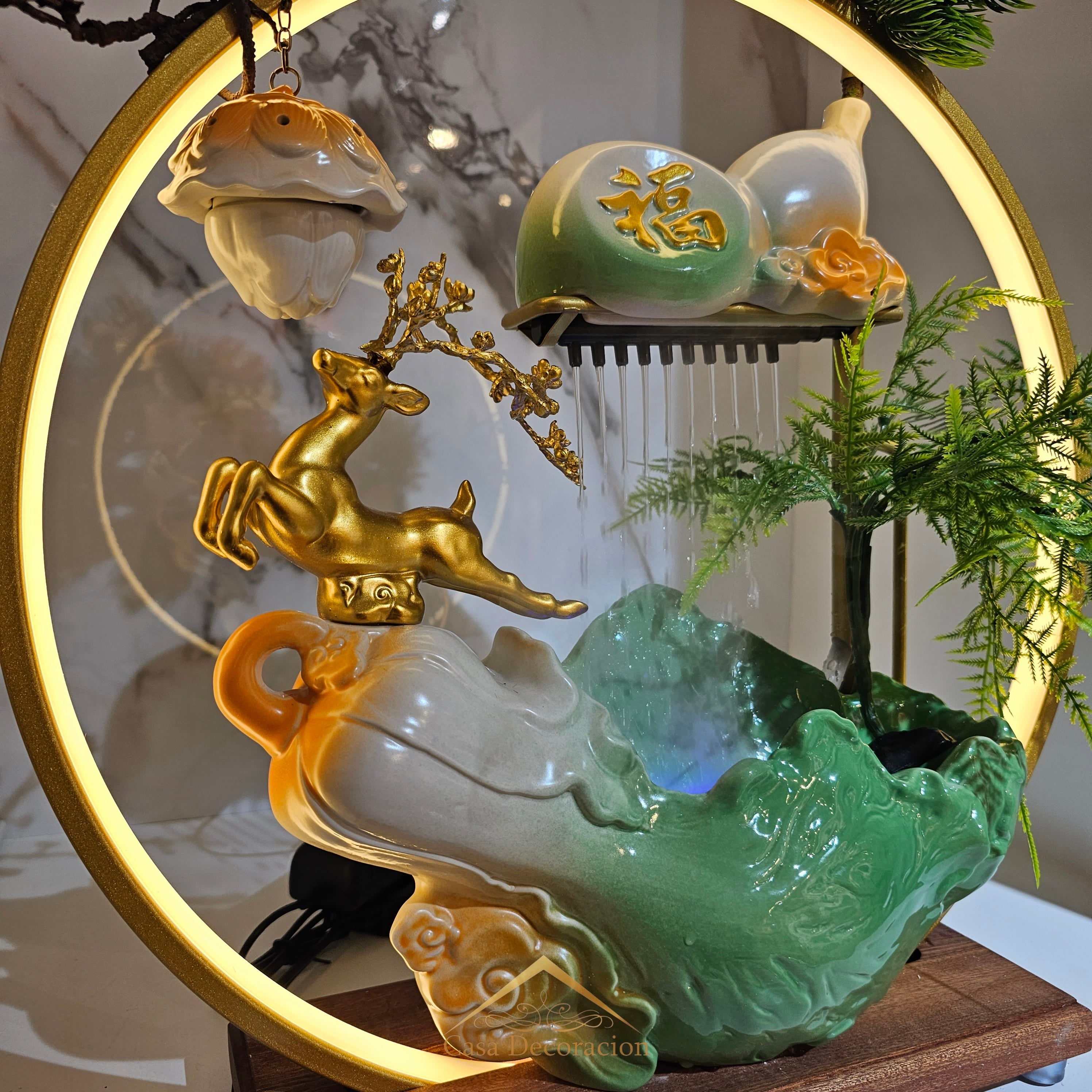 Peacock Tabletop Water Fountain With LED Light