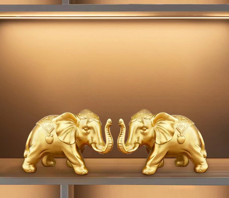 Cute Golden Elephant Table Decor Set of 2